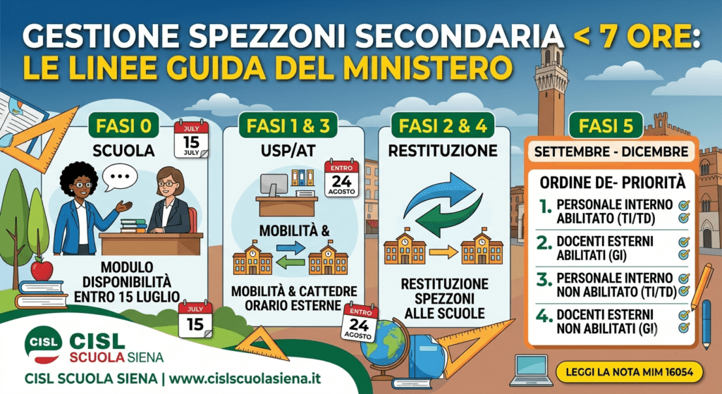 Gestione degli spezzoni inferiori a 7 ore nella secondaria: le linee guida del Ministero