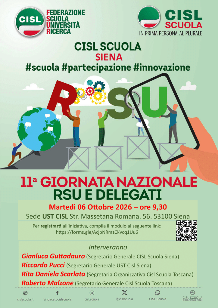 11ª Giornata Nazionale RSU e Delegati: L’evento della CISL Scuola Siena il 6 Ottobre