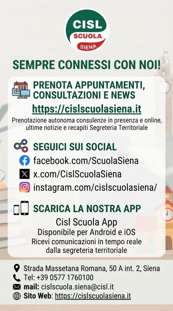 Sempre connessi con CISL Scuola Siena: scopri tutti i nostri canali digitali