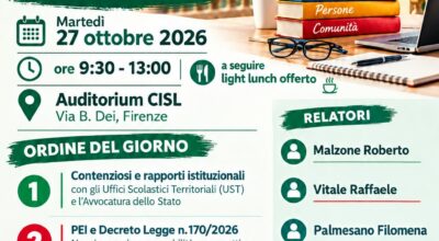 Convegno Dirigenti Scolastici CISL Toscana: “Dialogo, confronto, soluzioni per una scuola che cresce”
