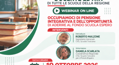 Fondo Espero e pensione integrativa: webinar CISL Scuola Toscana
